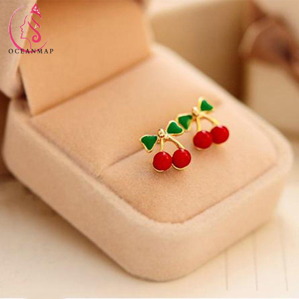 Khuyên tai thiết kế hình quả cherry xinh xắn thời trang cho nữ