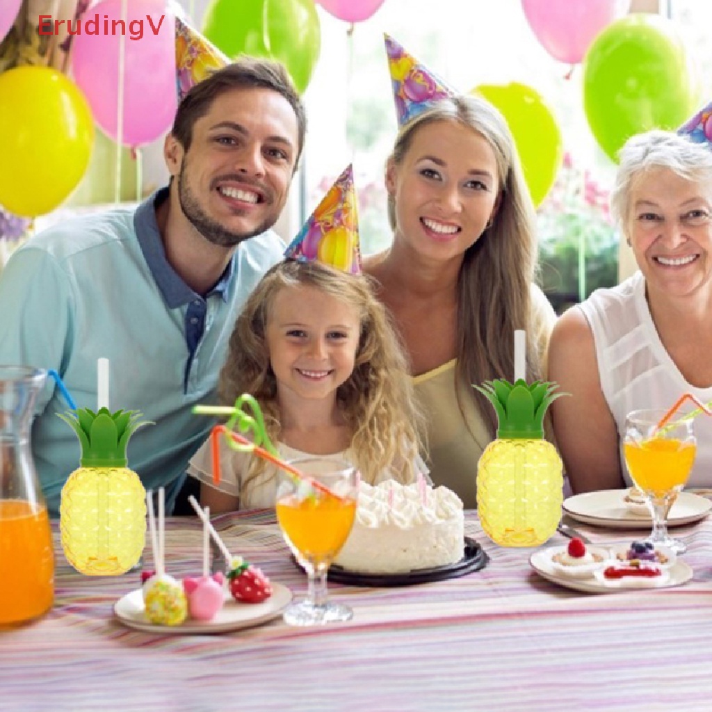 [ErudingV] Bình Nước Nhựa Có Ống Hút Hình Dâu Tây / Dứa Nhỏ Gọn Trang Trí Tiệc Cưới / Sinh Nhật / Tiệc Tắm