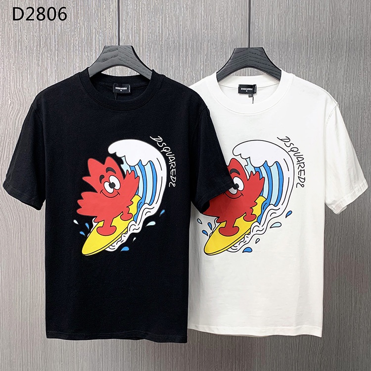 Áo Thun cotton Tay Ngắn Dáng Rộng In Hình Lá Phong 2 Thời Trang Mùa Hè Cho Nam dsquared2