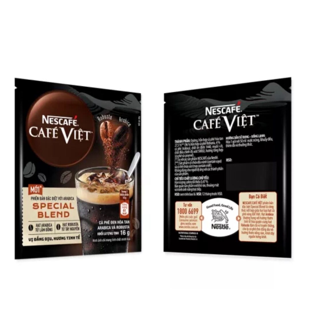 Cà Phê Đen Hòa Tan Arabica Và Robusta Nescafé Café Việt Special Blend (Combo 10Gói x 16g) GIÁ SIÊU KM CHỈ