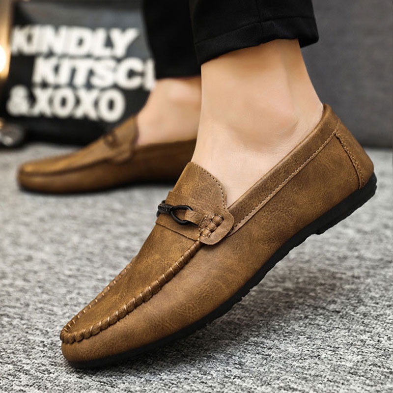 Lavina Carpio Giày Lười Da Đế Mềm Thoáng Khí Phong Cách Hàn Quốc Cho Nam