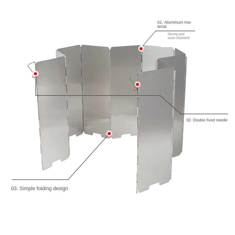 Set 9 Tấm Chắn Gió Cho Bếp Ga Có Thể Gấp Gọn Tiện Dụng Khi Đi Cắm Trại