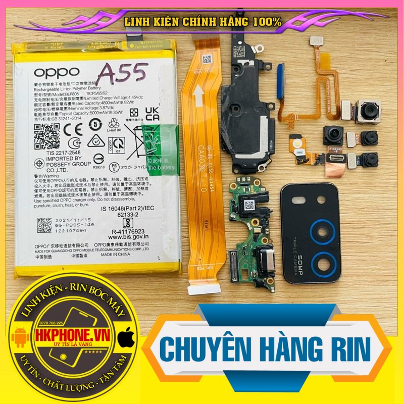 Linh Kiện Oppo A55 / Camera trước sau,main sạc,vân tay,cáp nối main,loa ngoài,cáp flash,pin rin bóc máy,CPH2325