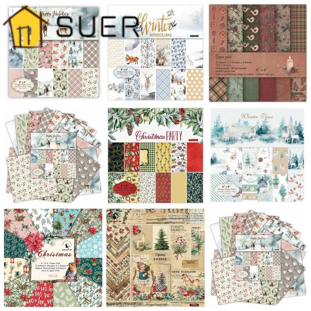 Set 24 Tờ Giấy 6 "X6" Làm Thiệp Giáng Sinh