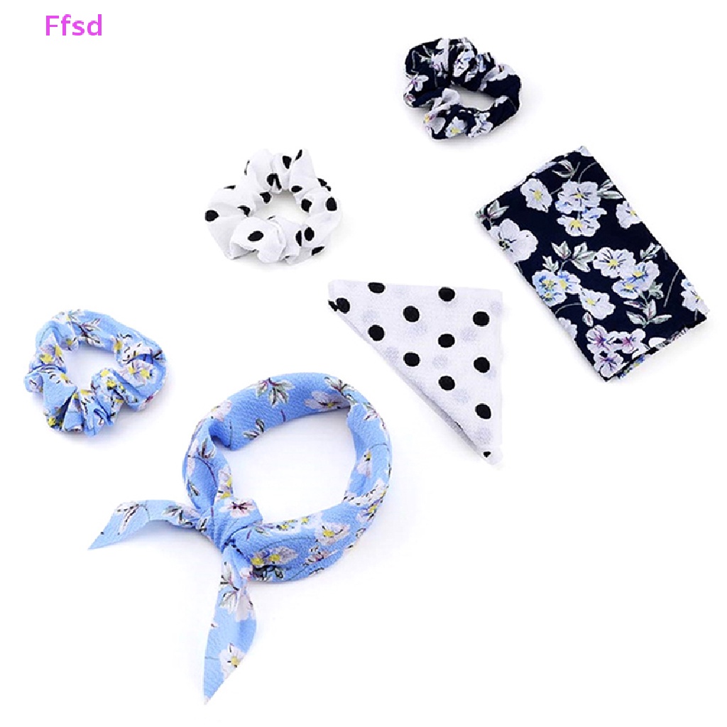 Dây Cột Tóc Đuôi Ngựa Bằng Voan In Họa Tiết Ruy Băng Dài Thời Trang 2023