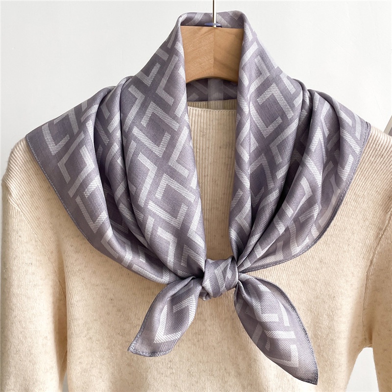 Khăn Choàng Cổ Hình Vuông 65cm Bằng Cotton Lanh Mỏng In Họa Tiết Xương Cá Thời Trang Xuân Hè