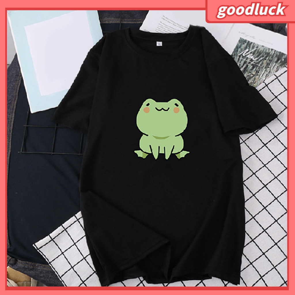 Áo Thun Tay Ngắn Chất Liệu Polyester In Họa Tiết Hoạt Hình Chú Ếch Dễ Thương Thời Trang Mùa Hè Cho Nữ
