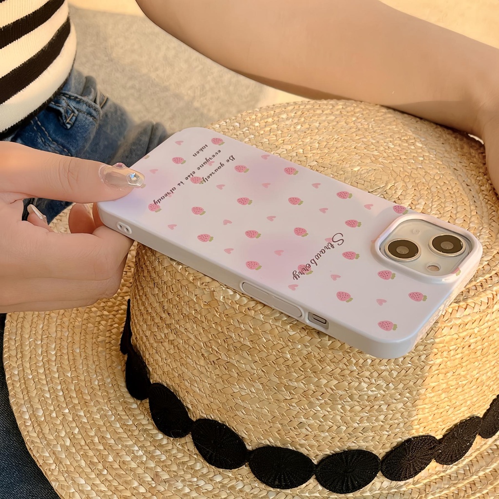 Ốp Điện Thoại Silicon TPU Mềm Hình Dâu Tây Đơn Giản Chống Sốc Chống Rơi Cho iPhone 14 Pro Max 13 12 11