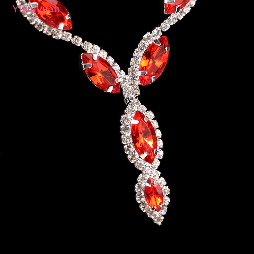 Bộ Vòng cổ + Bông Tai Thời Trang Đính Pha Lê Hình Hoa Cho Nữ