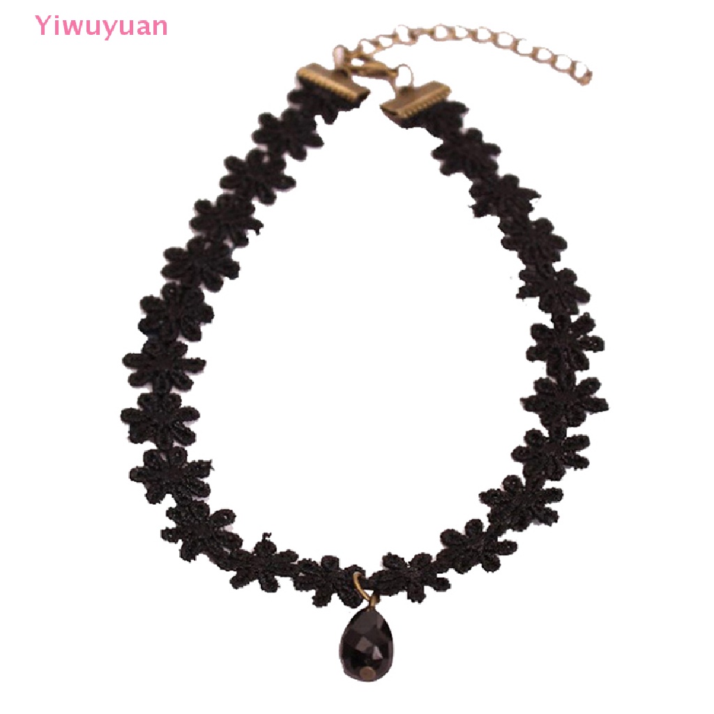 &lt; Yiwuyuan &gt; Vòng Cổ Choker Ren Phối Mặt Dây Chuyền Phong Cách Gothic Thời Trang Quyến Rũ Cho Nữ