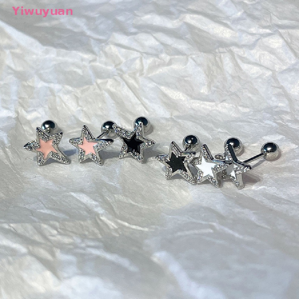 1 Đôi Khuyên Tai Đính Đá Zircon Hình Ngôi Sao Thời Trang Mới