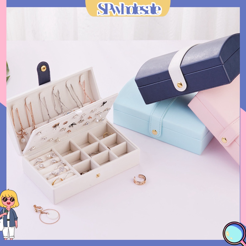 &lt;SPwholesale&gt; Hộp Đựng Trang Sức Giả Da Hai Lớp Sức Chứa Lớn Đẹp Mắt