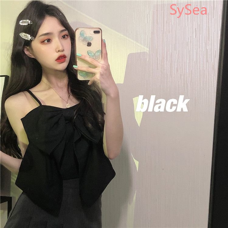 Áo Hai Dây Dệt Kim Đính Nơ Thời Trang Mùa Hè Hàn Quốc Cho Nữ