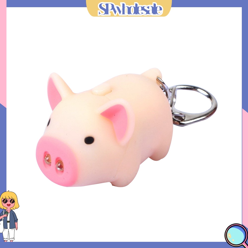 <SPwholesale> Móc Khóa Heo Con Có Đèn LED Dễ Thương