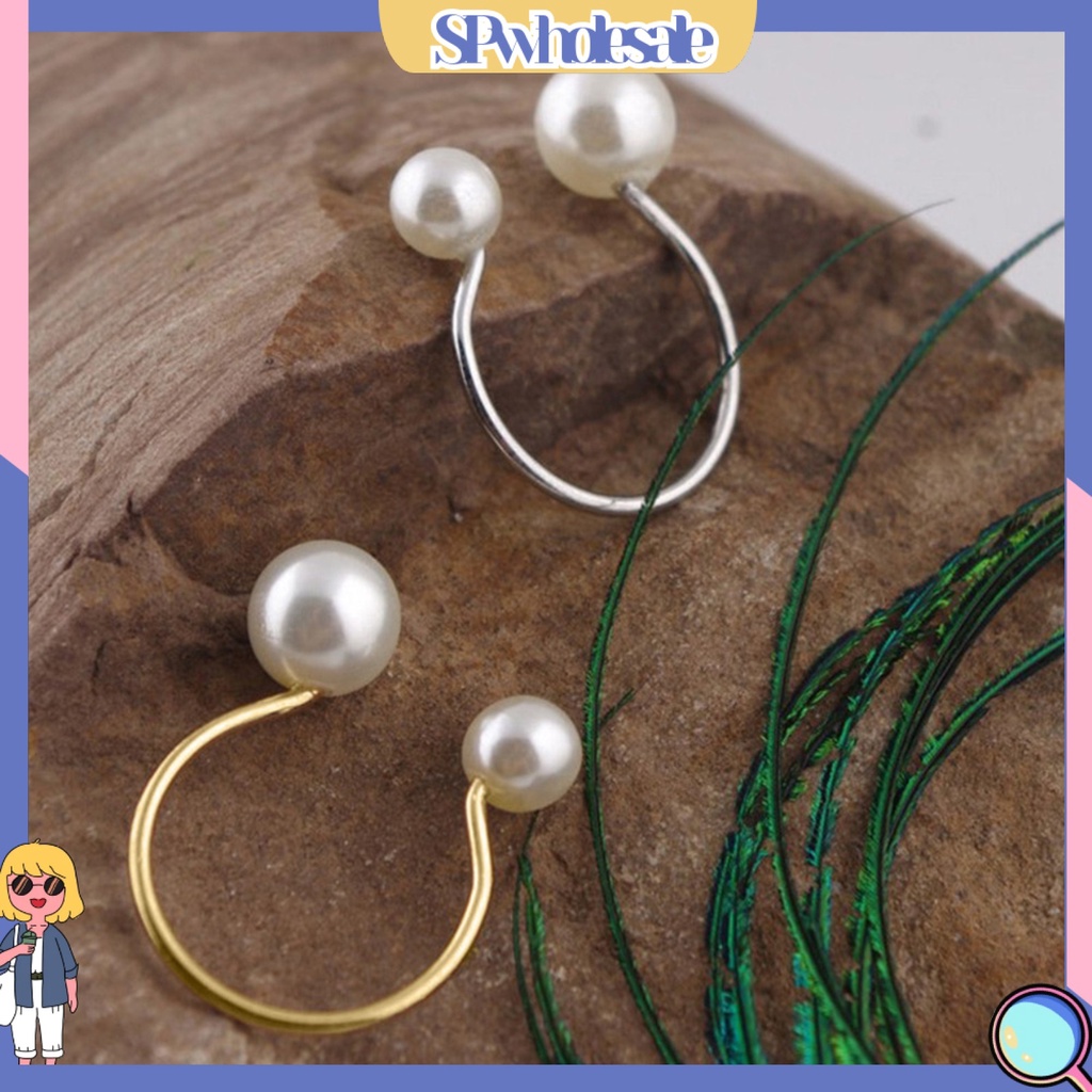 <SPwholesale> Nhẫn Hở Hai Đầu Đính Ngọc Trai Nhân Tạo Bằng Hợp Kim Thời Trang Cho Nữ