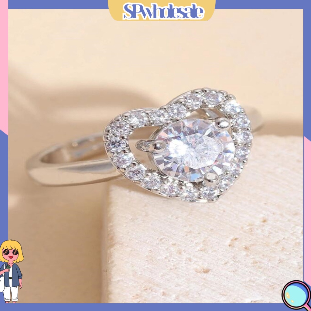 <SPwholesale> Nhẫn Khảm Đá Khối Trọng Lượng Nhẹ Nghệ Thuật Mặc Hàng Ngày Cho Nữ