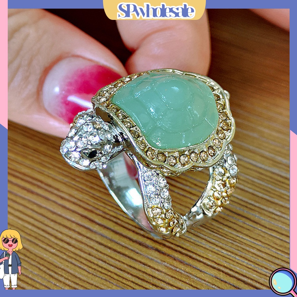 <SPwholesale> Nhẫn Đính Hôn Hình Rùa Đính Đá Thời Trang Dành Cho Nữ