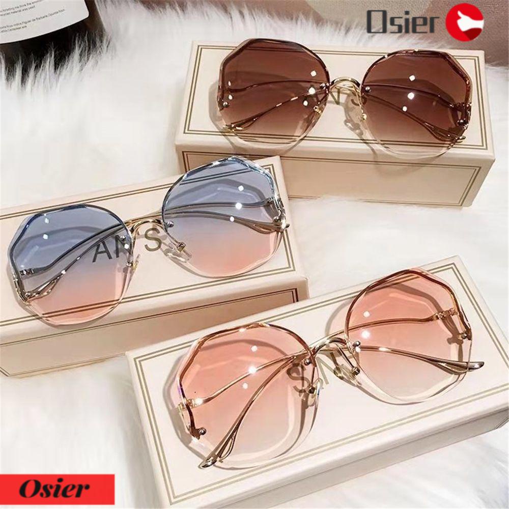 Kính Mát Chống Tia UV400 Không Gọng Kim Loại Cong 1 Màu Gradient