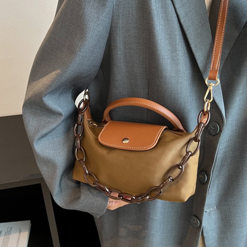 Túi Đeo Vai Bằng nylon Màu Sắc Tương Phản Phong Cách Pháp Cổ Điển Thời Trang Cho Nữ