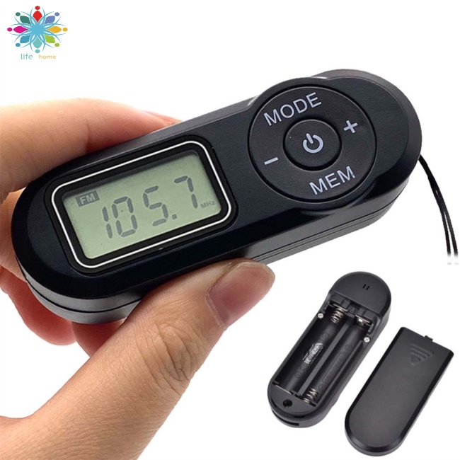 Đài FM Bỏ Túi Có Màn Hình Lcd Và Dây Đeo Cổ Kích Thước 64-108Mhz Với Giắc Cắm Tai Nghe 3.5mm