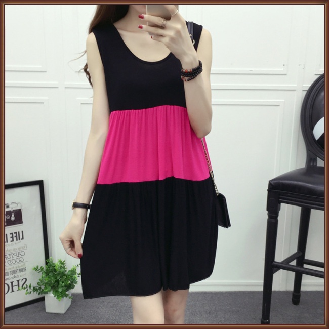 Đầm Không Tay Nhiều Lớp Dáng Rộng Màu Sắc Thời Trang Mùa Hè Dành Cho Nữ