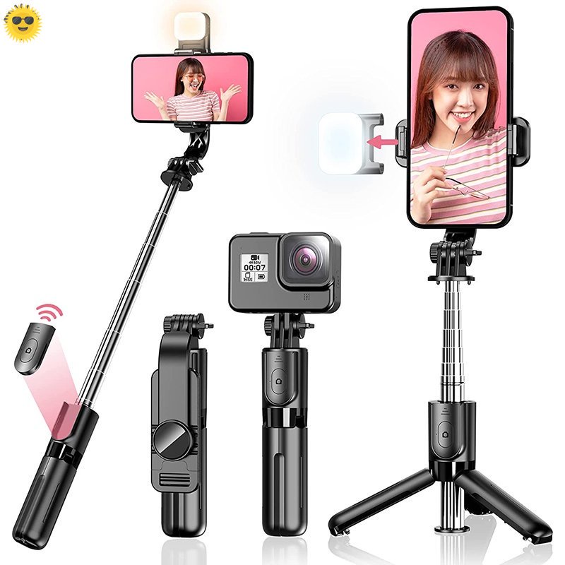 Gậy Tự Sướng Không Dây Nhỏ Gọn Có Đèn Cho iPhone Android