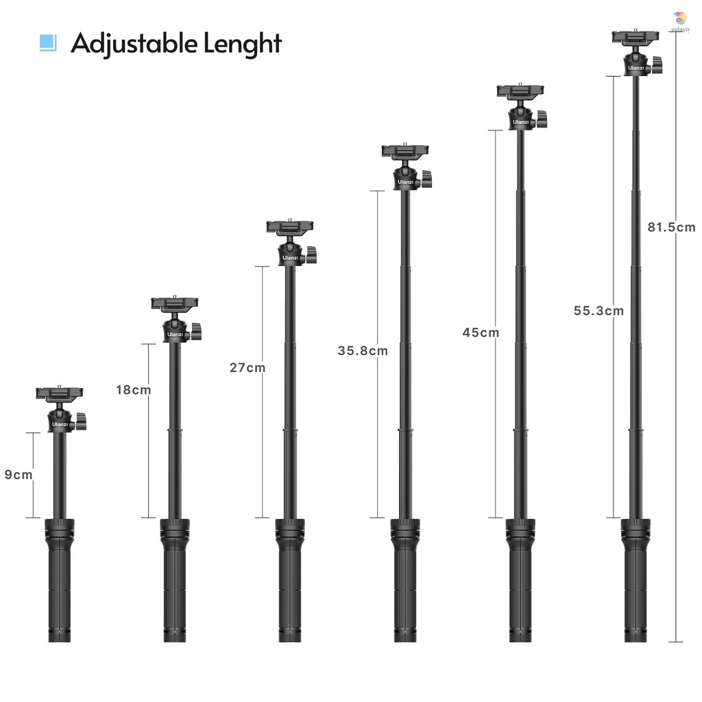 Giá Đỡ Ba Chân Có Thể Kéo Dài Ulanzi MT-34 1 / 4 Inch Xoay 360 Độ Kèm Ốc Vít 1 / 4 Inch Chuyên Dụng Chụp Ảnh Selfie° Bộ Chuyển Đổi Bóng Điều Chỉnh Được Hình Chữ V Chuyên Dụng Cho Gậy Đánh Bóng