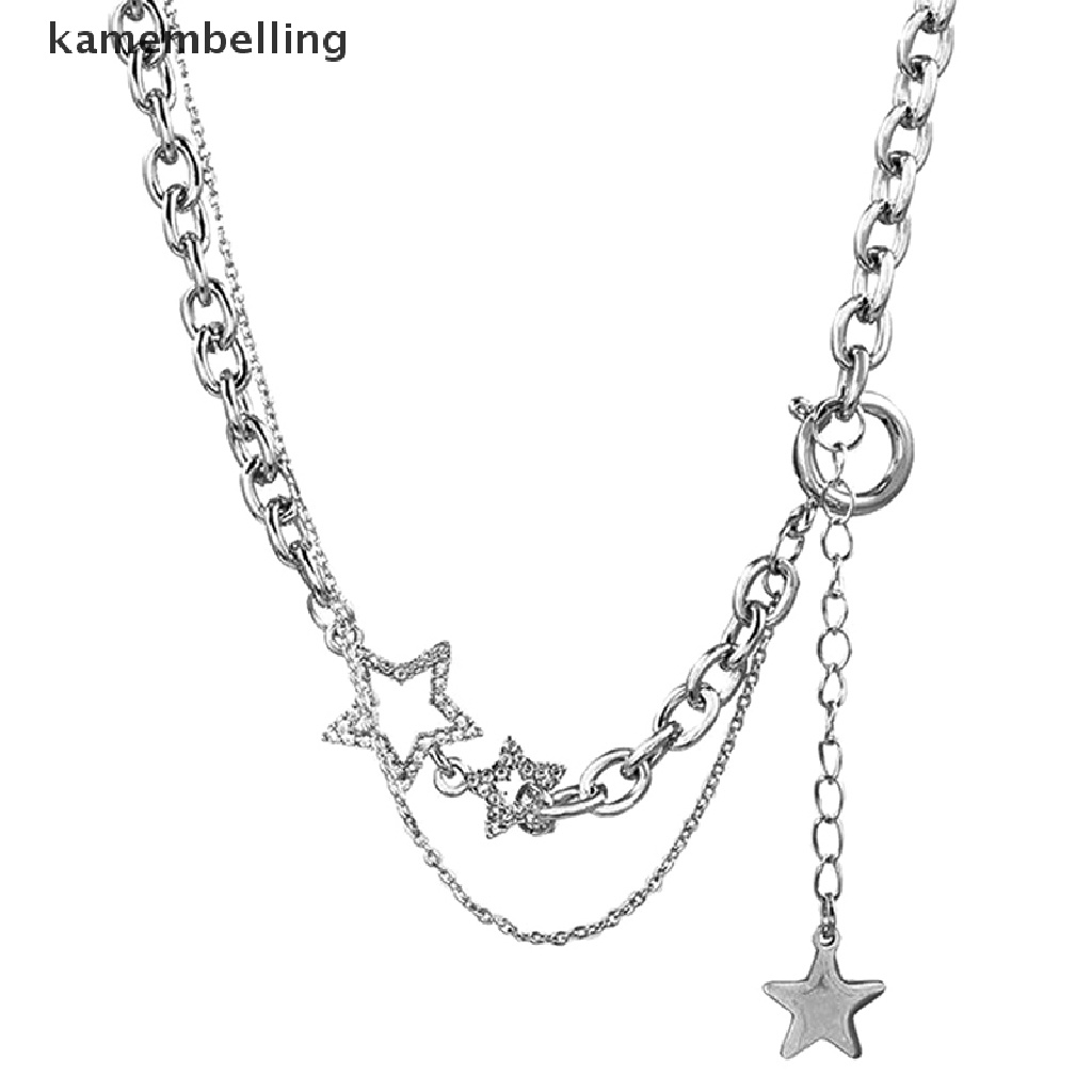 Vòng cổ Mạ Bạc 2K Mặt Ngôi Sao Năm Cánh Đính Đá Zircon Thời Trang