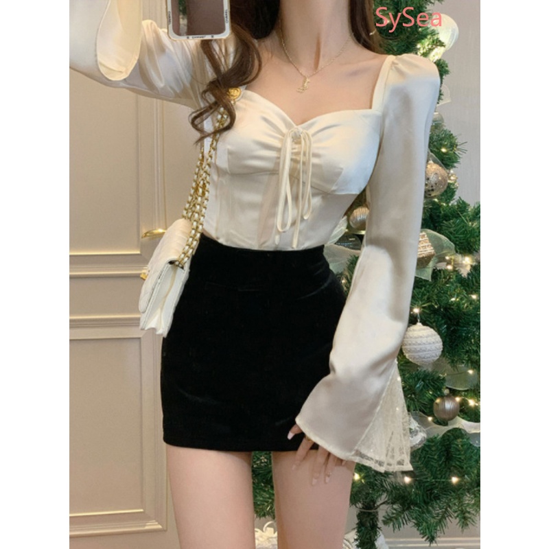 Áo Sơ Mi Tay Dài Xếp Ly Thắt Nơ Thời Trang Mùa Hè Cho Nữ