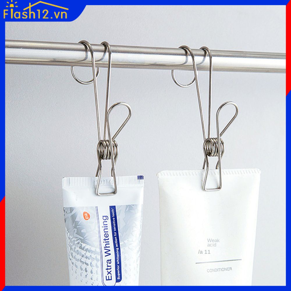 Móc Kẹp Nhỏ Móc Treo Quần Áo Chống Gió Đa Năng Bằng Thép Không Gỉ Có Móc Treo Đồ Phòng Tắm Gia Đình Flash12_vn