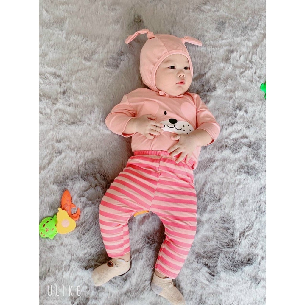SALE BỘ THUN LẠNH KÈM MŨ SỌC CÚN MINKY MOM CAO CẤP