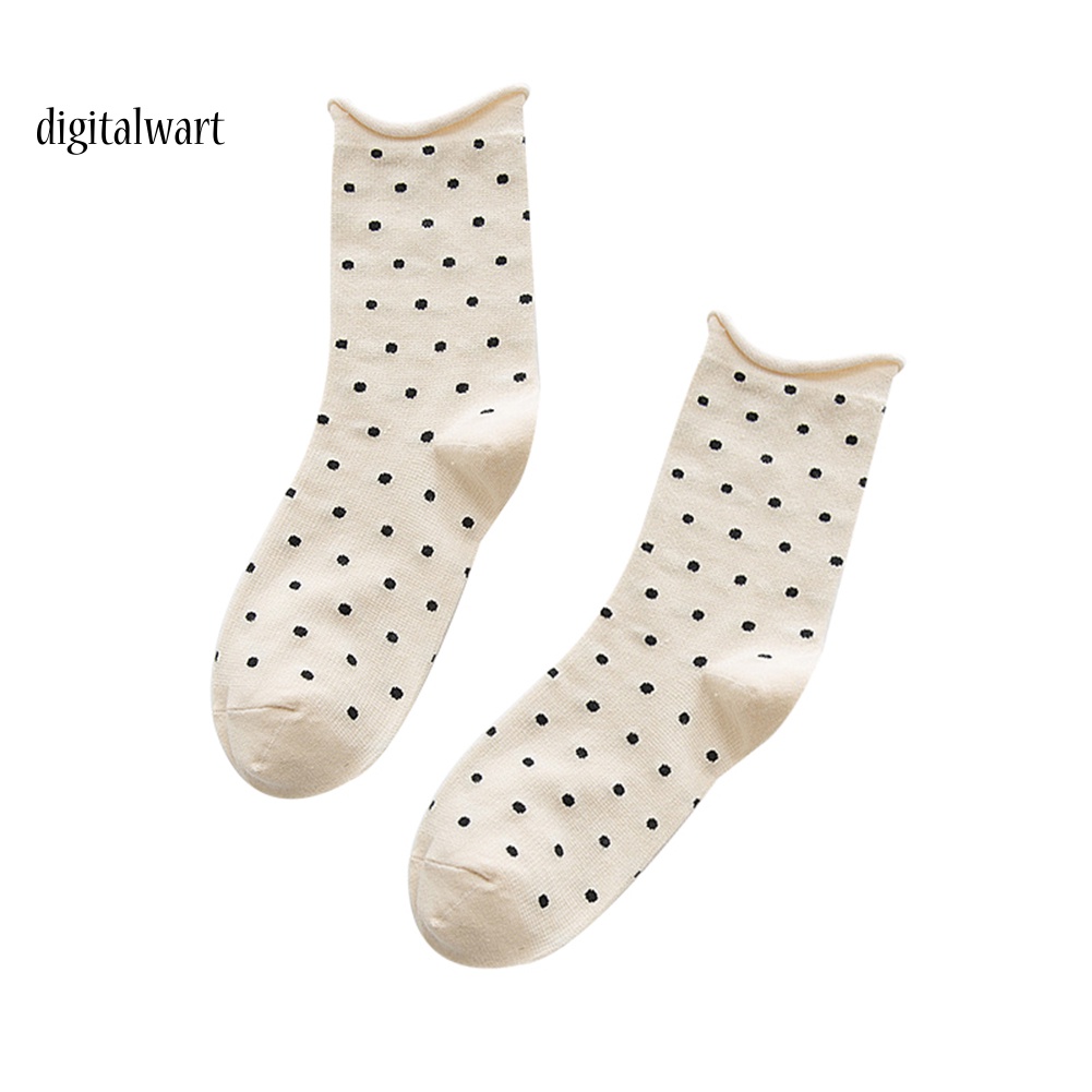 Kỹ Thuật Số| Tất Cổ Cao Hoạ Tiết Chấm Bi Thiết Kế Hợp Thời Trang Cho Nữ