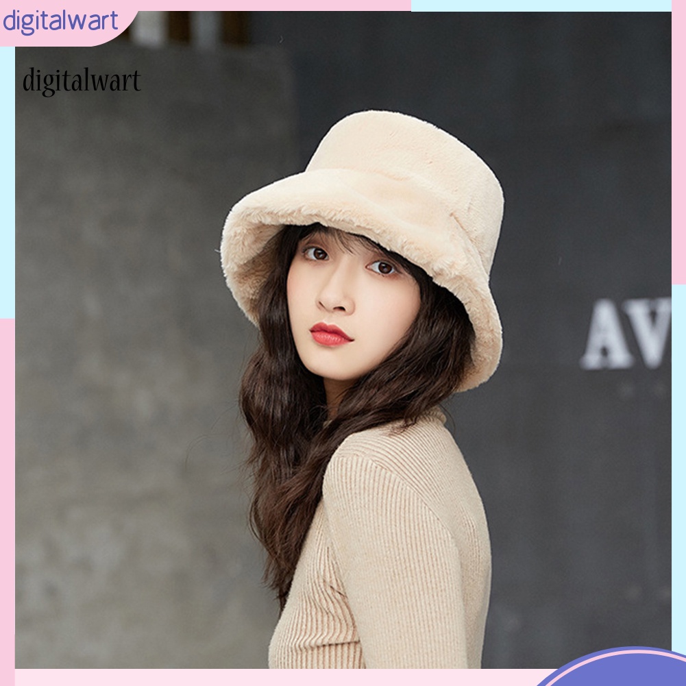 Kỹ Thuật Số| Mũ Bucket Nhung Lông Màu Sắc Thời Trang Mùa Đông Cho Nữ