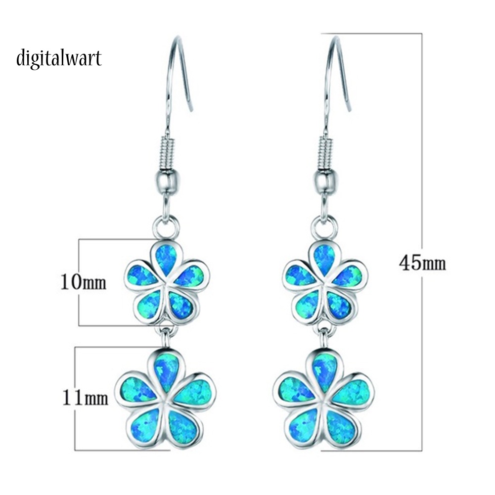 Kỹ Thuật Số| Đôi Khuyên Tai Dài Gắn Hoa Đá Opal Giả Thời Trang Cho Nữ