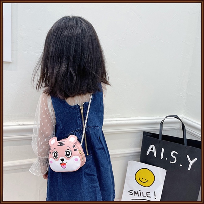 Túi Da Pu Đeo Chéo Mini Họa Tiết Hoạt Hình Động Vật Đáng Yêu Cho Bé