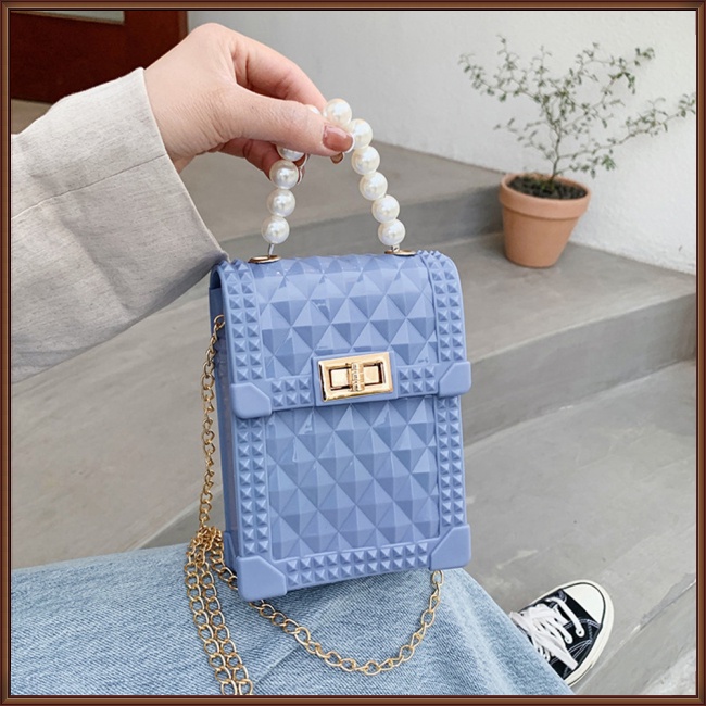 Túi Đeo Chéo Hình Vuông Cỡ Nhỏ Phối Dây Đeo Sợi Xích Thời Trang Cho Nữ