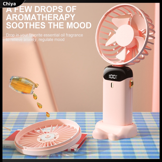 Quạt Làm Mát Usb Cầm Tay / Đeo Cổ Có Màn Hình Led Kỹ Thuật Số Có Thể Gấp Gọn Tiện Dụng