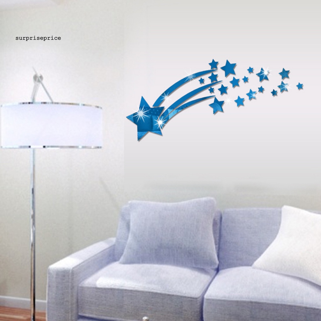 1 Bộ Sticker Gương Dán Tường Họa Tiết Sao Băng 3D Tự Dính Có Thể Tháo Gỡ Trang Trí Nhà Cửa