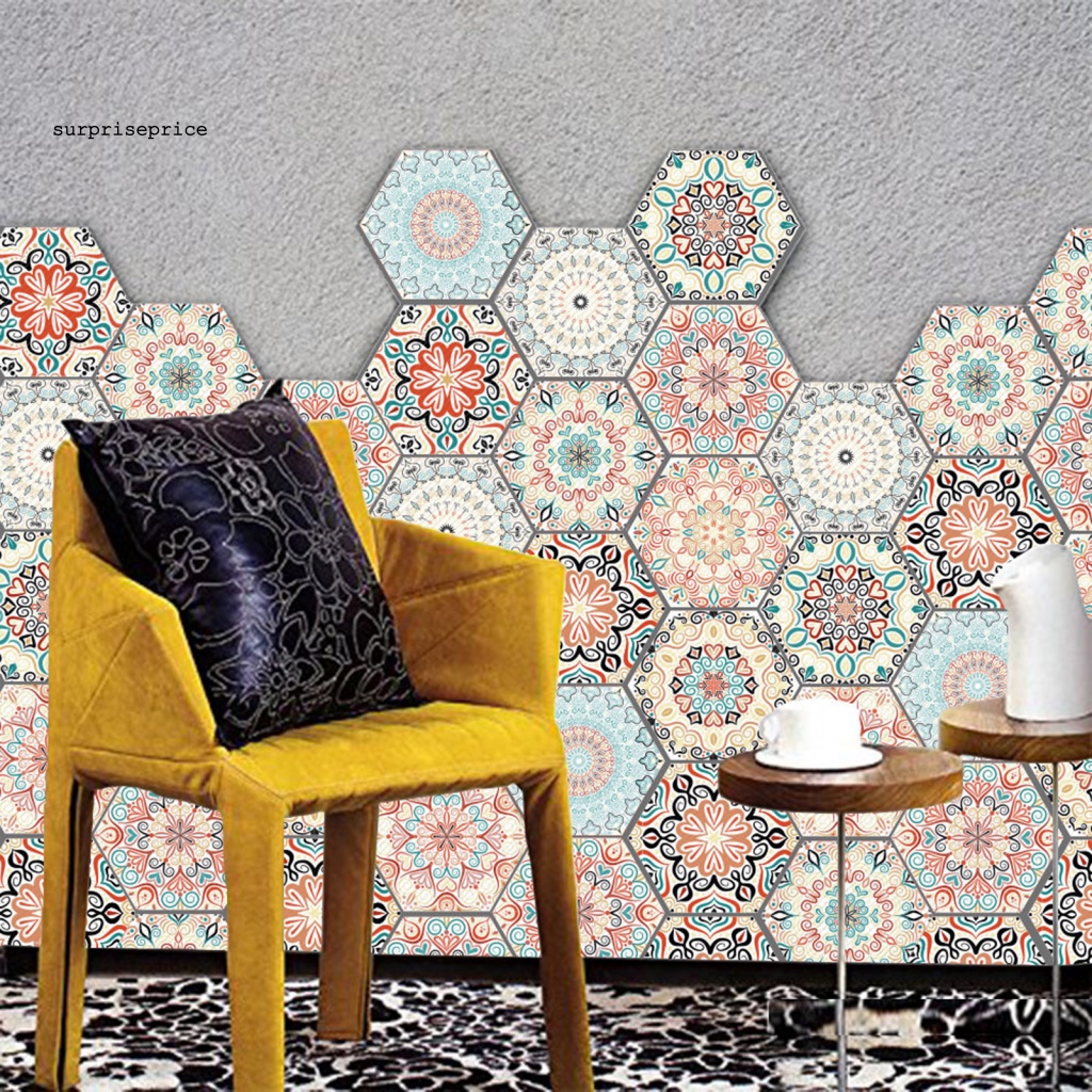 Set 10 Miếng Dán Sàn Nhà Chống Trượt Hình Lục Giác Bằng PVC