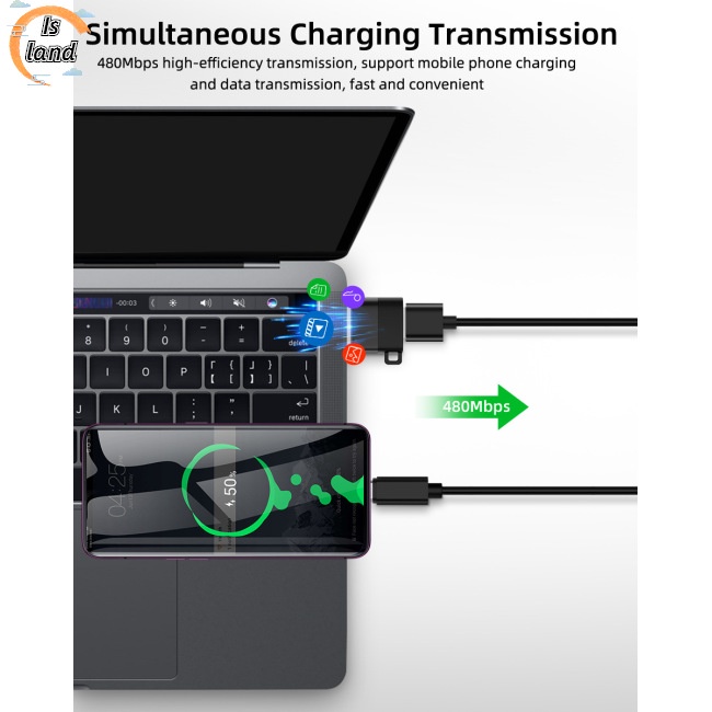 Đầu Chuyển Đổi Cổng Type-c Sang Usb 56k Có Dây Xích Chống Rối Tiện Dụng