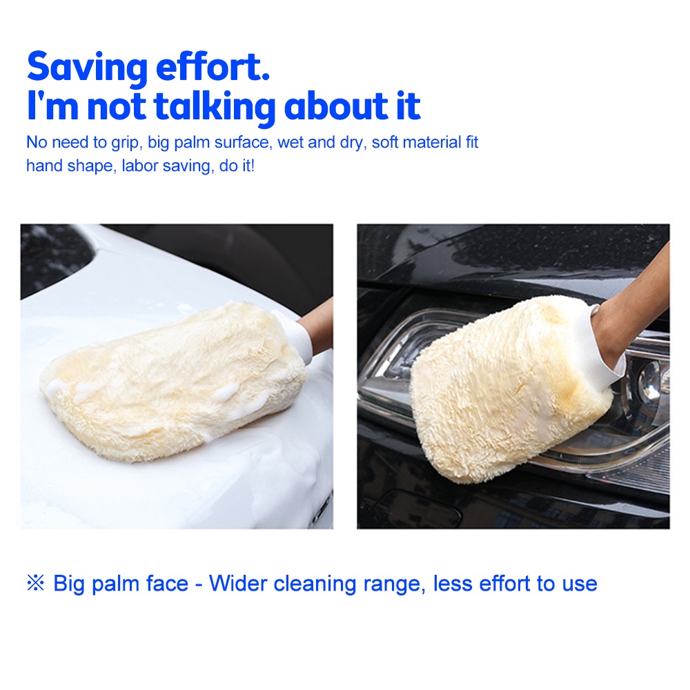 Găng Tay Len Lông Cừu Mềm Mại Đánh Bóng Xe Hơi Chống Trầy Xước