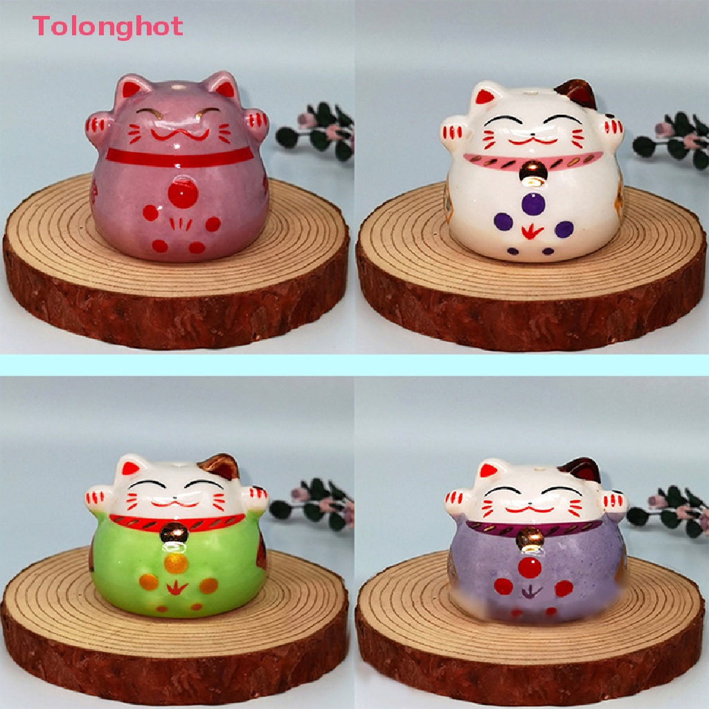 1 Tượng Mèo May Mắn Bằng Gốm Trang Trí Nhà Búp Bê