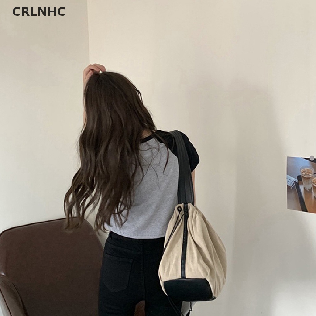 CRLNHC Áo Thun Croptop Tay Ngắn Cổ Tròn Màu Sắc Tương Phản Thời Trang Mùa Hè Cho Nữ