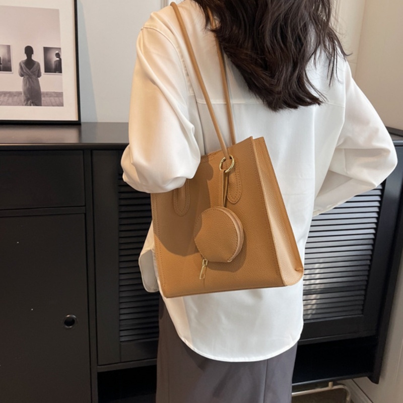 Túi Xách Da PU Màu Trơn Sức Chứa Lớn Dễ Phối Đồ Thời Trang Cho Nữ