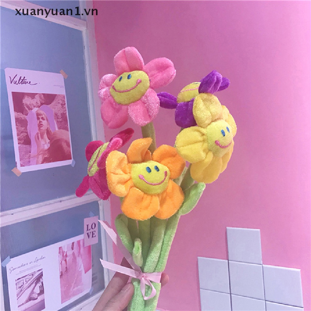 Khóa Rèm Cửa Hình Hoa Hướng Dương Mặt Cười Nhồi Bông Có Thể Uốn Cong