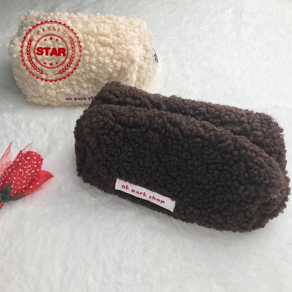 Túi Đựng Đồ Văn Phòng Phẩm Hình Vuông Cỡ Lớn Phối Lông Dễ Thương W7G7