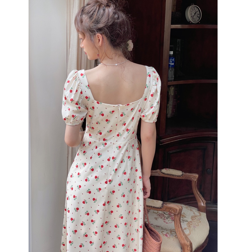 NRVP Đầm Dài Tay Ngắn In Hoa Độc Đáo Thời Trang Mùa Hè Hàn Quốc 2023 Dành Cho Bạn Nữ