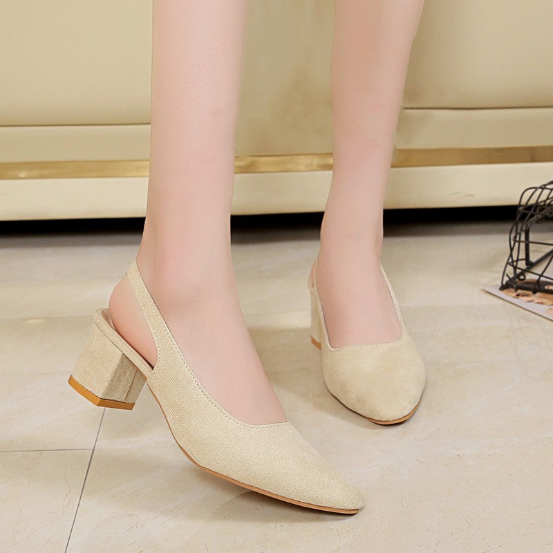 Big Size 36-42 Giày Sandal Cao Gót Nữ Mũi Nhọn Thời Trang hở gót phối dây cao 4.5cm XIELUAIZTA