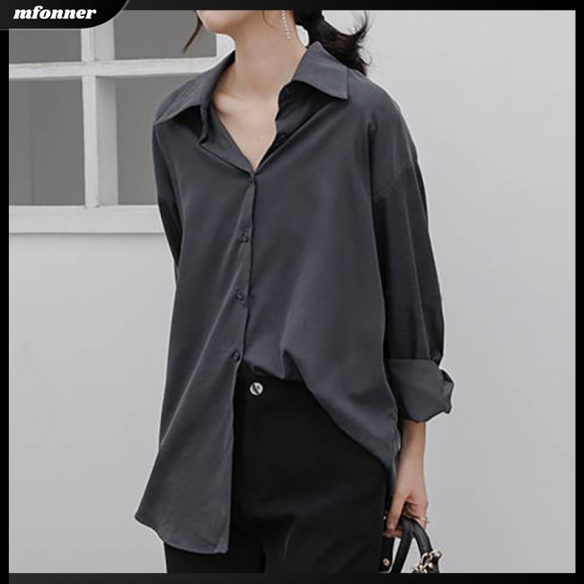 Áo Cardigan Tay Dài Dáng Rộng Màu Sắc Đơn Giản Thanh Lịch Cho Nữ