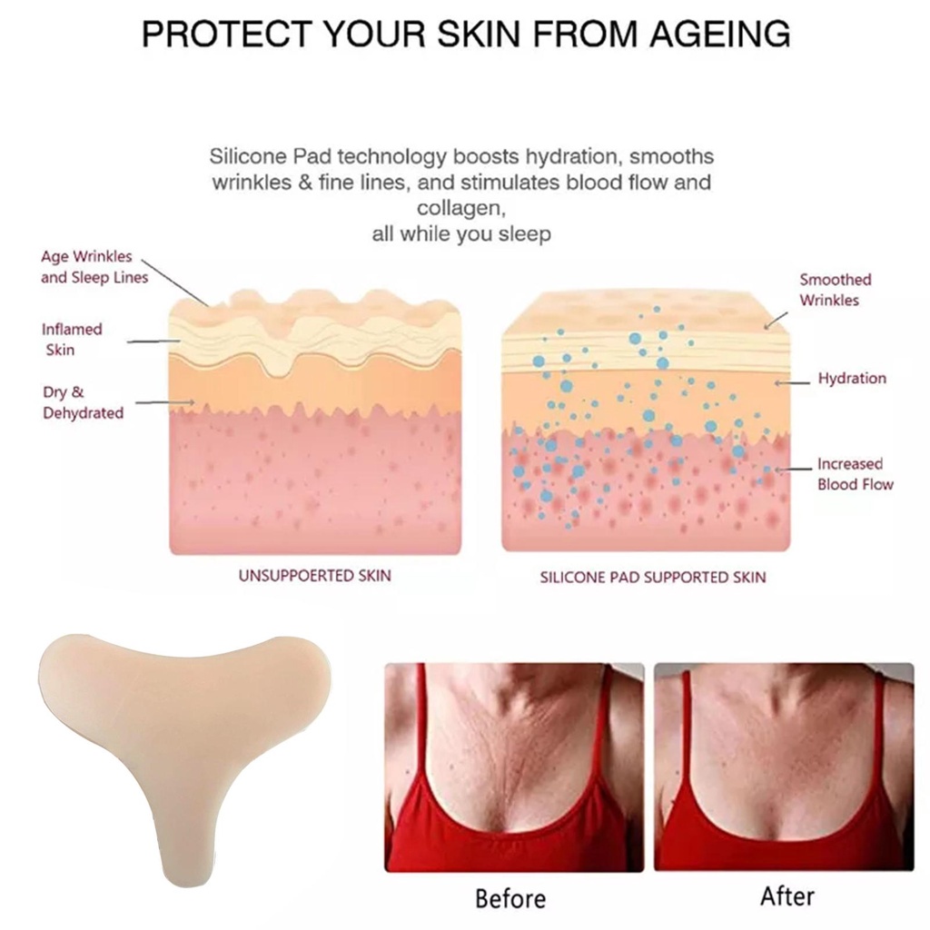 Miếng Dán Ngực Bằng Silicon Trong Suốt Chống Lão Hóa Chống Nếp Nhăn Có Thể Tái Sử Dụng W6N5